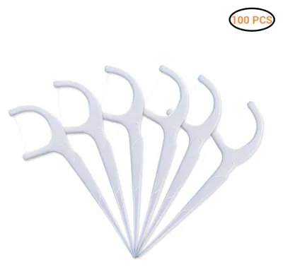 Produktbild von 100 Stück Zahnseide-Sticks, Zahnseide-Zahnstocher, Zahnreinigungsstäbchen, Mundpflege