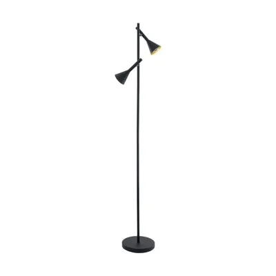Image de Lampadaire LED Cortaderas 2 flammes avec variateur d'intensité à 3 niveaux Noir, or