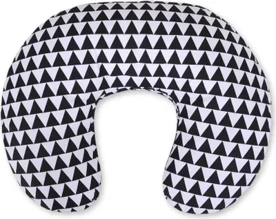 Image de Coussin d'allaitement Bobono en forme de haricot 100% coton noir pour confort et soutien pendant l'allaitement