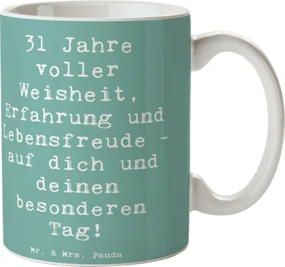 Produktbild von Mr. & Mrs. Panda Kaffeetasse Spruch 31. Geburtstag Weisheit - Meeresbrise - Geschenk, Ehrung, Tasse, Glückwunsch, Kaffeebecher, Happy Birthday, neues Abenteuer, Feier
