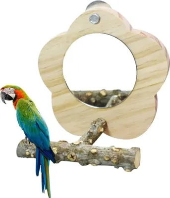 Produktbild von Vogelspielzeug, papageienspielzeug Sitzstange, mit Spiegel, Vogelspiegel mit Stange