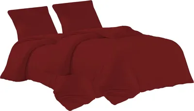 Produktbild von Bettwäsche 2er 135x200 + 2er 80x80 cm Kirschrot Bettbezug Baumwolle, 4-teilig