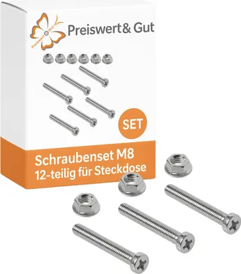 Produktbild von 12-teiliges Schraubenset L37mm – Befestigungsset für 7/13 polige Steckdose – Anhänger Steckdosen Adapter Befestigung
