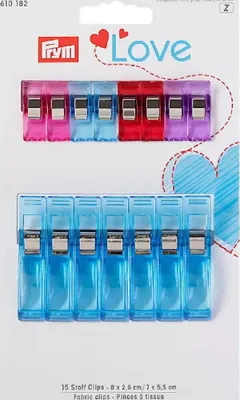 Zdjęcie produktu dla Prym Love – klamry do tkanin, 2,6 cm i 5,5 cm, opakowanie 15 sztuk.