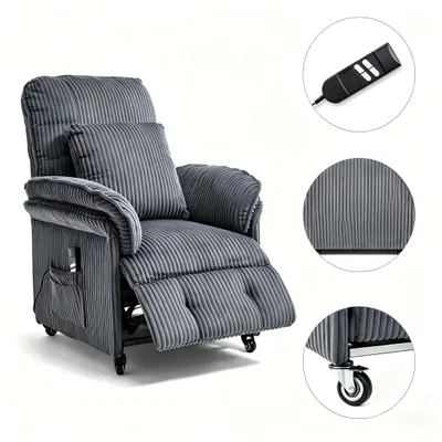 Produktbild von 2 Motoren Elektrischer Relaxsessel 360° drehbarer mit Rollen, TV Sessel mit Liegefunktion, Verstellbare Rückenlehne und Fußstütze
