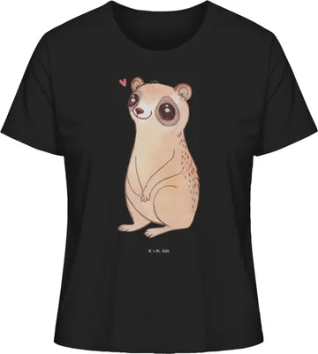 Produktbild von Mr. & Mrs. Panda Damen Oberteil Plumplori Glücklich Größe L - Schwarz - Geschenk, Kurzarmshirt, Niedlich, Basic Shirt, Lustige Sprüche, Glück, T-Shirt, Sommershirt