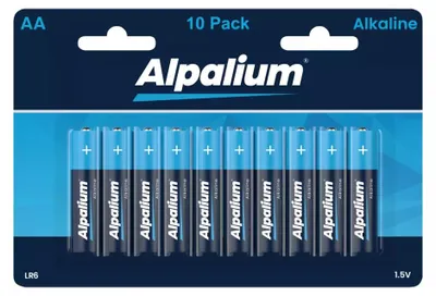 Produktbild von Alpalium Batterien, AA 10er Pack, Markenqualität, LR6, Alkaline, 1,5V