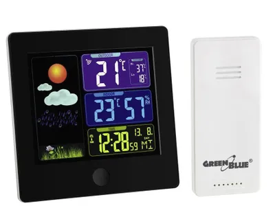 Produktbild von Funk Wetterstation mit Farbdisplay Außensensor Hygrometer Thermometer Wecker GB521
