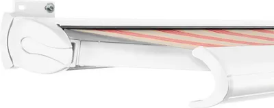 Produktbild von SOLUNA Kassettenmarkise Exclusiv 5x2 Stoff Dessin 8430 Gestell RAL 9010 verkehrsweiß Antrieb links inkl. Motor und Wands