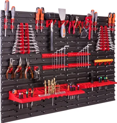 Immagine prodotto di Sistema di stoccaggio a parete 115x78 cm, portautensili, ripiano per scivolo, contenitori visivi