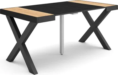 Produktbild von Ausziehbarertisch, 160x90x73cm, Für 8 Gäste, Massivholz Beine, Eiche Schwarz