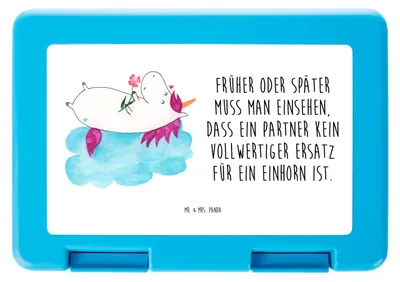 Produktbild von Mr. & Mrs. Panda Brotbehälter Einhorn Verliebt - Weiß - Geschenk, Unicorn, Liebe, Lunchbox, Bento Box, Freundin, Einhörner, Snackbox, Schulbrotdose, Bentobox