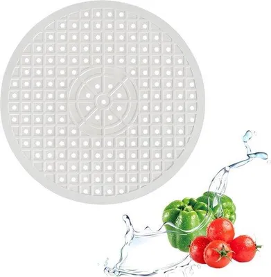 Immagine prodotto di Tappetino in gomma rotondo da 31 cm per lavello - Materiale TPR - Pezzo singolo - Bianco - Per cucine - Coprilavello