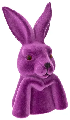 Produktbild von Dekorative Hasenfigur Denkerpose Beflockt Elegante Osterdeko