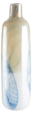 Produktbild von Casablanca by Gilde Vase "Fresh" creme mit blauer Wischung, durchgefärbt, H.46 cm, Öffnung: D.3,5cm, 50933