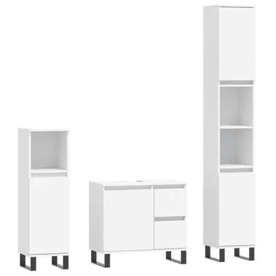 Produktbild von 3-tlg. Badmöbel-Set Weiß Holzwerkstoff