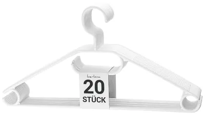 Productafbeelding van BERLONA kledinghangers met 360° draaibare haken, 20 stuks, antislip - Wit