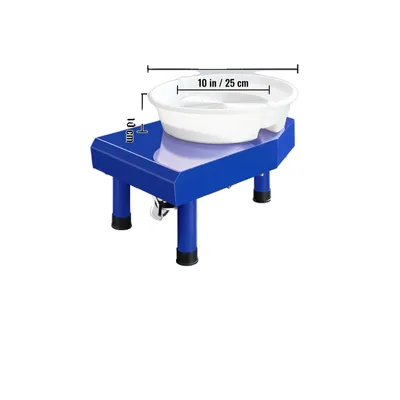Produktbild von Töpferscheibe, 10 Zoll Drehscheibe, 60-300 U/min Geschwindigkeit, abnehmbares Becken, Blau