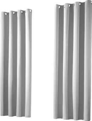 Produktbild von heimtexland ® 1 Paar Verdunklungsgardinen Thermovorhänge Ösenschal Typ139 Silber HxB 245 x 135 cm