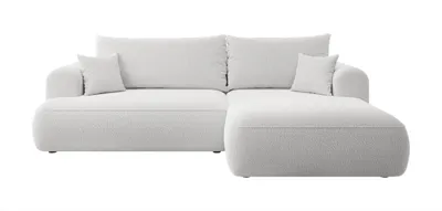 Produktbild von Selsey Ecksofa Ovo mit Schlaffunktion, Bettkasten, Ottomane rechts, Boucle-Bezug in Grau