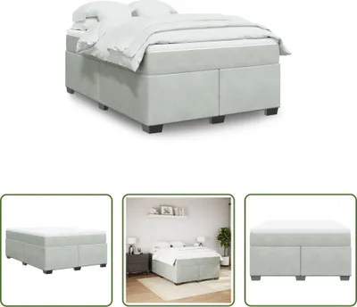 Produktbild von The Living Store Boxspringbett mit Matratze Hellgrau 160x200 cm Samt
