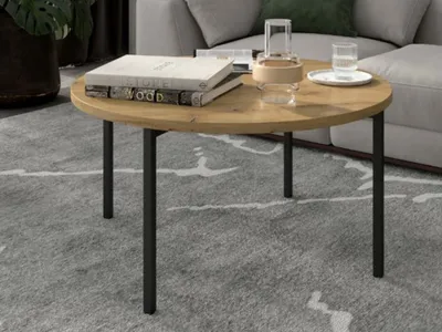 Produktbild von GrainGold Couchtisch Sevilla - Couchtisch Rund, Wohnzimmer Couchtisch, Moderne Couchtisch - Couchtisch Artisan Eichefarben