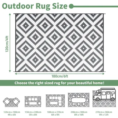 Produktbild von Outdoor Teppich Wetterfest Wendbar 120x180 cm Grau & Weiß