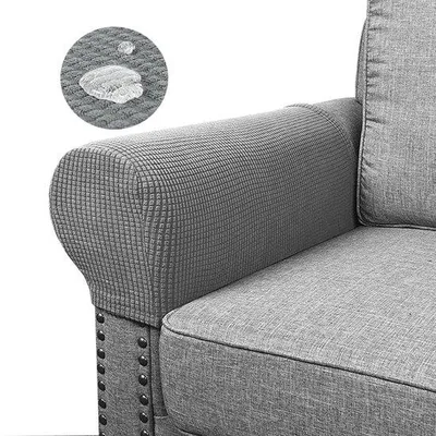 Produktbild von Armlehnenbezüge für Stretchsofas – Wasserdicht und atmungsaktiv – Hellgrau – Set mit 2 Stück