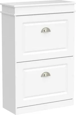 Image de SoBuy Armoire à chaussures avec 2 abattants Étagère à chaussures Basculeur de chaussures avec 4 étagères Blanc LHT env. : 54x83x24cm