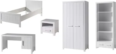 Produktbild von Jugendzimmer-Set >ERIK< in Weiß aus Massiv Kiefer und MDF