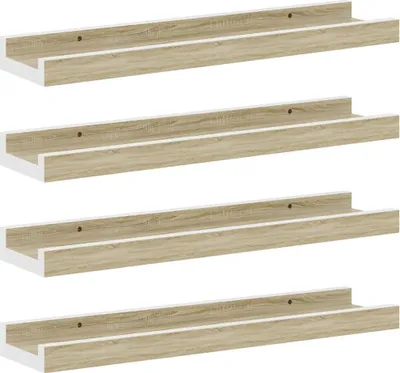 Image de vidaXL Wandregale 4 Stk. Weiß et Sonoma-Eiche 40x9x3 cm