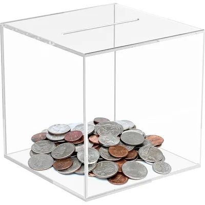Produktbild von Acryl Spardose 15×15×15 cm, transparente Sparbox für Erwachsene und Kinder