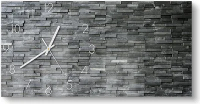 Produktbild von DEQORI Glasuhr 60x30 cm Zahlen 'Natursteinmauer' Wanduhr Glas Uhr Design leise
