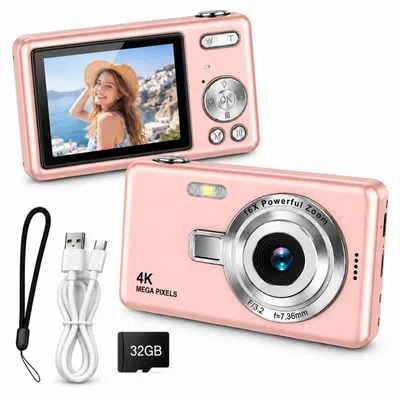 Produktbild von Digitale Kamera 44MP – 1080P FHD – Kompakte Vlog-Kamera – Inkl. 32GB SD – Rosa