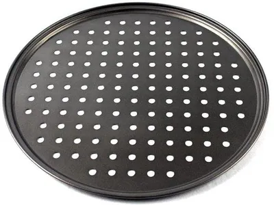 Produktbild von Pizzapane aus perforiertem Kohlenstoffstahl - 32CM - Antiklebebeschichtung - Backzubehör für die Heimküche - geeignet für Pizza