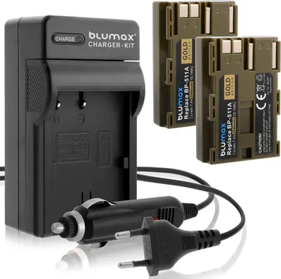 Produktbild von 2x Akku + Lader für Canon BP-511 EOS 50D D60 MV700 750 2040 mAh (7,2V)
