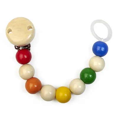 Immagine prodotto di Catena portaciuccio in legno con anello in silicone - arcobaleno