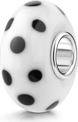 Produktbild von MATERIA by Matthias Wagner Glas Bead Anhänger Punkte 925 Silber weiß schwarz für Beads Armband 432
