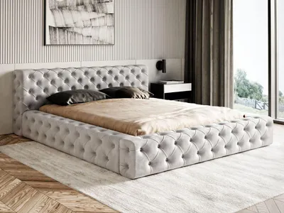 Produktbild von GRAINGOLD Glamour Polsterbett 180x200 cm Armani Bis - Premium Doppelbett, Samtstoff, Lattenrost - Bett mit Bettkasten - Hellgrau (Magic Velvet 2218)