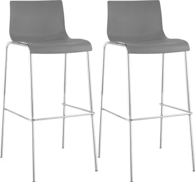 Produktbild von CLP 2er Set Barhocker Hover Kunststoff 4-Fuß Gestell 4-Fuß Gestell grau Gestell Farbe chrom
