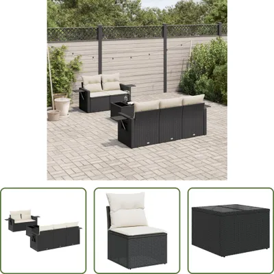 Produktbild von The Living Store 6-tlg. Garten-Sofagarnitur mit Kissen Schwarz Poly Rattan