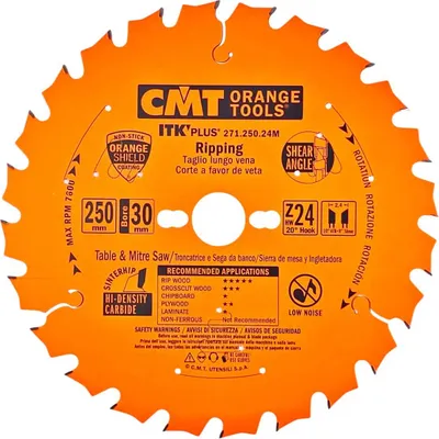 Immagine prodotto di CMT | Lama ultra sottile per taglio longitudinale ø 250/30 mm Z24 WZ/ATB