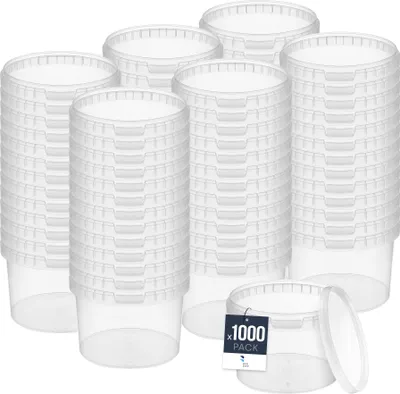 Produktbild von BenBow Eimer mit Deckel 3L x1000 Transparent - lebensmittelecht, stabil, luftdicht, auslaufsicher, geruchsneutral - Plastikeimer mit Henkel - leer