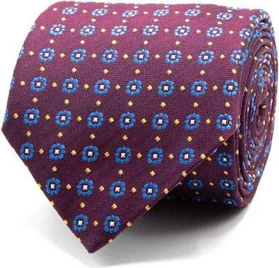 Produktbild von Herren Krawatte aus Seiden-Jacquard mit kleinem Blütenmuster in Bordeaux