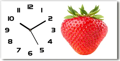 Produktbild von Wanduhr aus Glas – 60x30 cm - Glasbild - Glasuhr - Gehärtetes Glas - schwarze-zeiger - Erdbeere