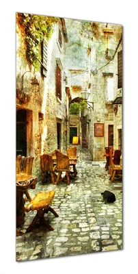 Produktbild von Wallario selbstklebende Duschrückwand 80 x 180 cm mit Motiv Italienische kleine Gasse - Wandverkleidung mit Hochglanzlaminat in Glasoptik