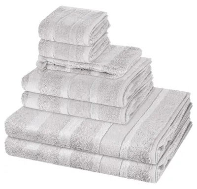 Produktbild von Cawö Noblesse 2 X Wasch- 2 X Gäste- 2 X Dusch- 2 X Handtuch im Set Extraflauschige Veloursstreifen, Hochwertige Baumwollqualität, Pflegeleicht und trocknergeeignet 8er Set