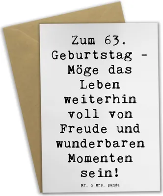 Produktbild von Mr. & Mrs. Panda jubiläumskarte Spruch 63. Geburtstag Freude - Weiß - Geschenk, Alter, herzliche Wünsche, Lebensfreude, Grußkarte, Geburtstagsgeschenk, osterkarten