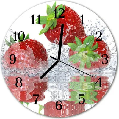 Produktbild von Glasuhr Wanduhr Küchenuhr Echt-Glas 30fi cm Erdbeeren rot