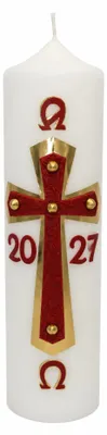 Produktbild von Ostertischkerze Altarkerze Kreuzmotiv 2027 30 x 8 cm mit 10% Bienenwachs